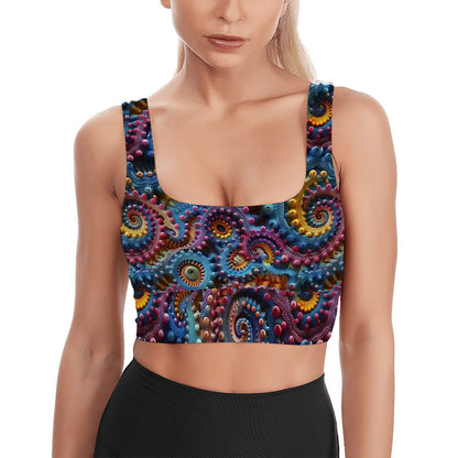 Psychedelic Design, Traditional Sports Bra, Yoga Top