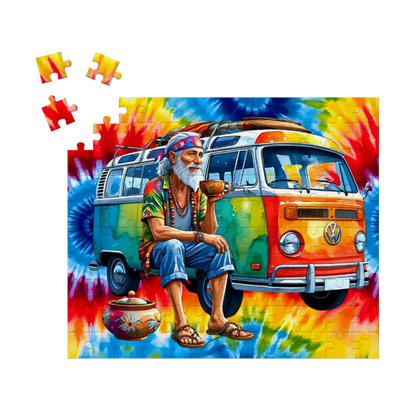 Hippie by Van, Cardboard Jigsaw Puzzle, 4 Sizes