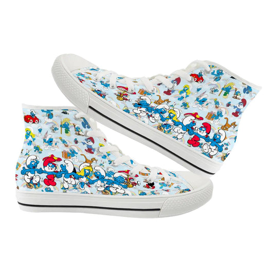 Smurf Design, Women's High Top Canvas Shoes