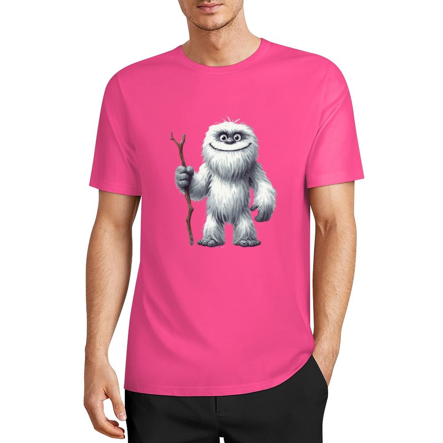 Bigfoot - Sasquatch Yeti Stick Short Sleeve Cotton T-Shirt