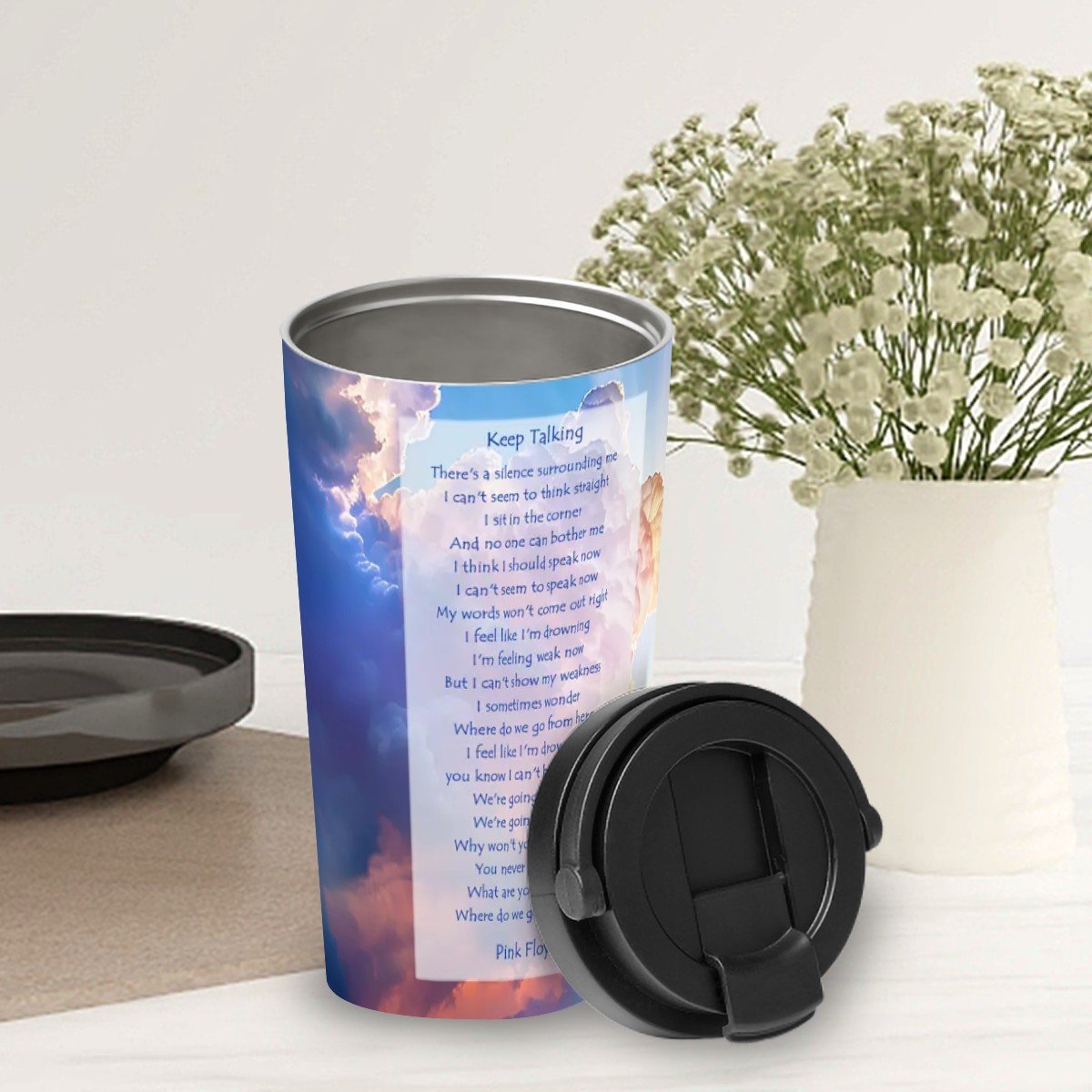 Charlie Kirk Memorial, Insulated Coffee Mug with Lid & Carry Handle (17oz)