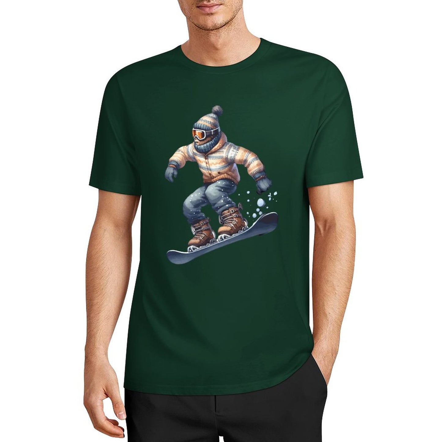 Bigfoot - Sasquatch Snowboarding Short Sleeve Cotton T-Shirt
