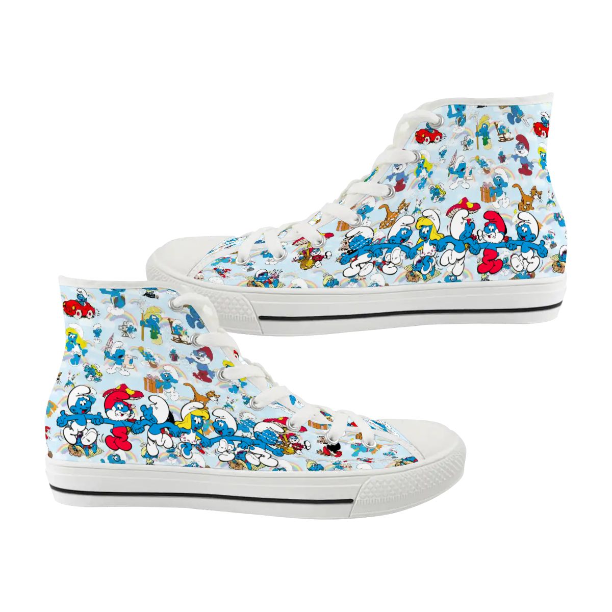Smurf Design, Women's High Top Canvas Shoes