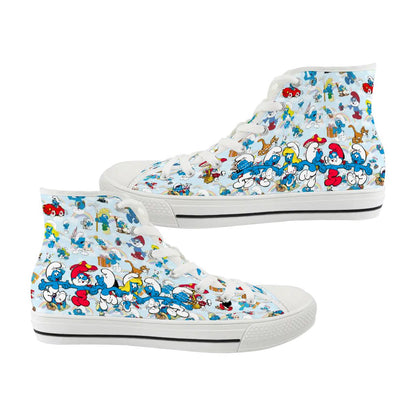 Smurf Design, Women's High Top Canvas Shoes