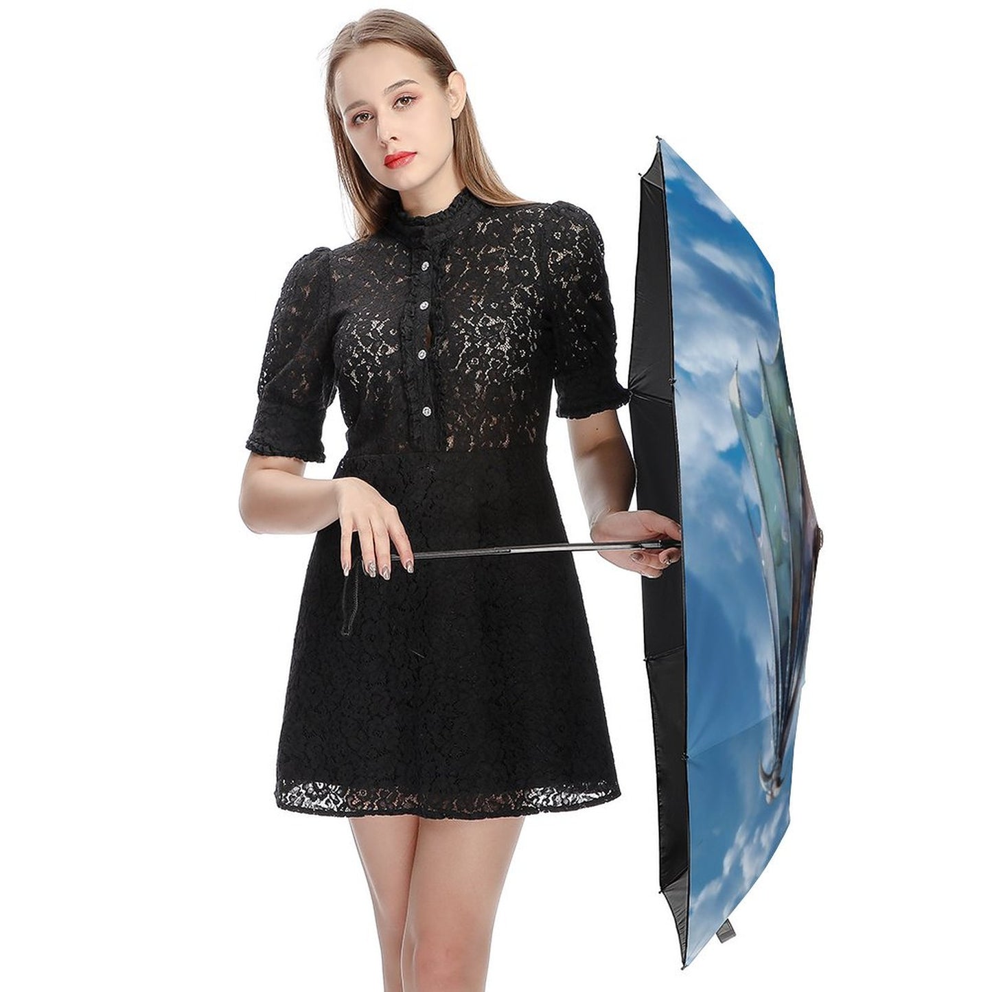 Manual Triple Folding Umbrella with Pattern Outside ZYS02-8K