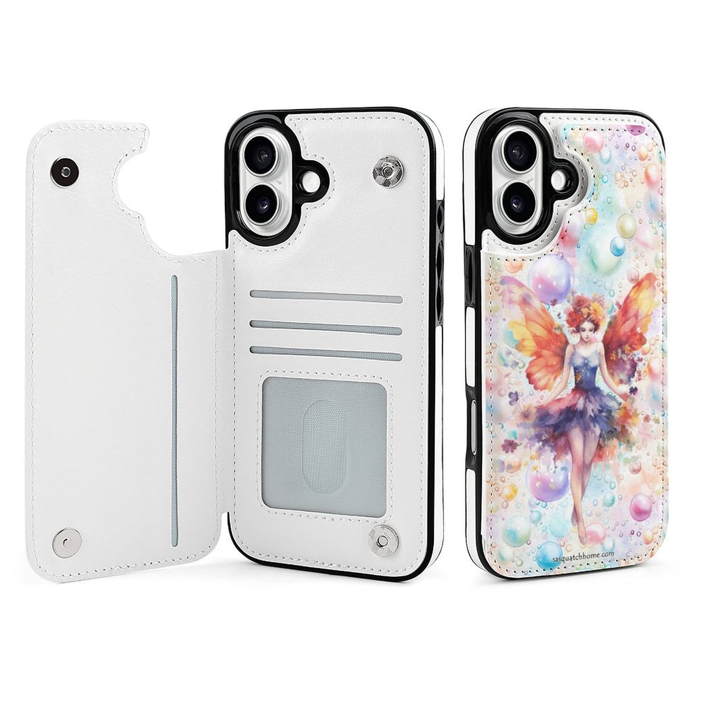 Fairy on Bubbles, iPhone 16 Faux Leather Wallet Case