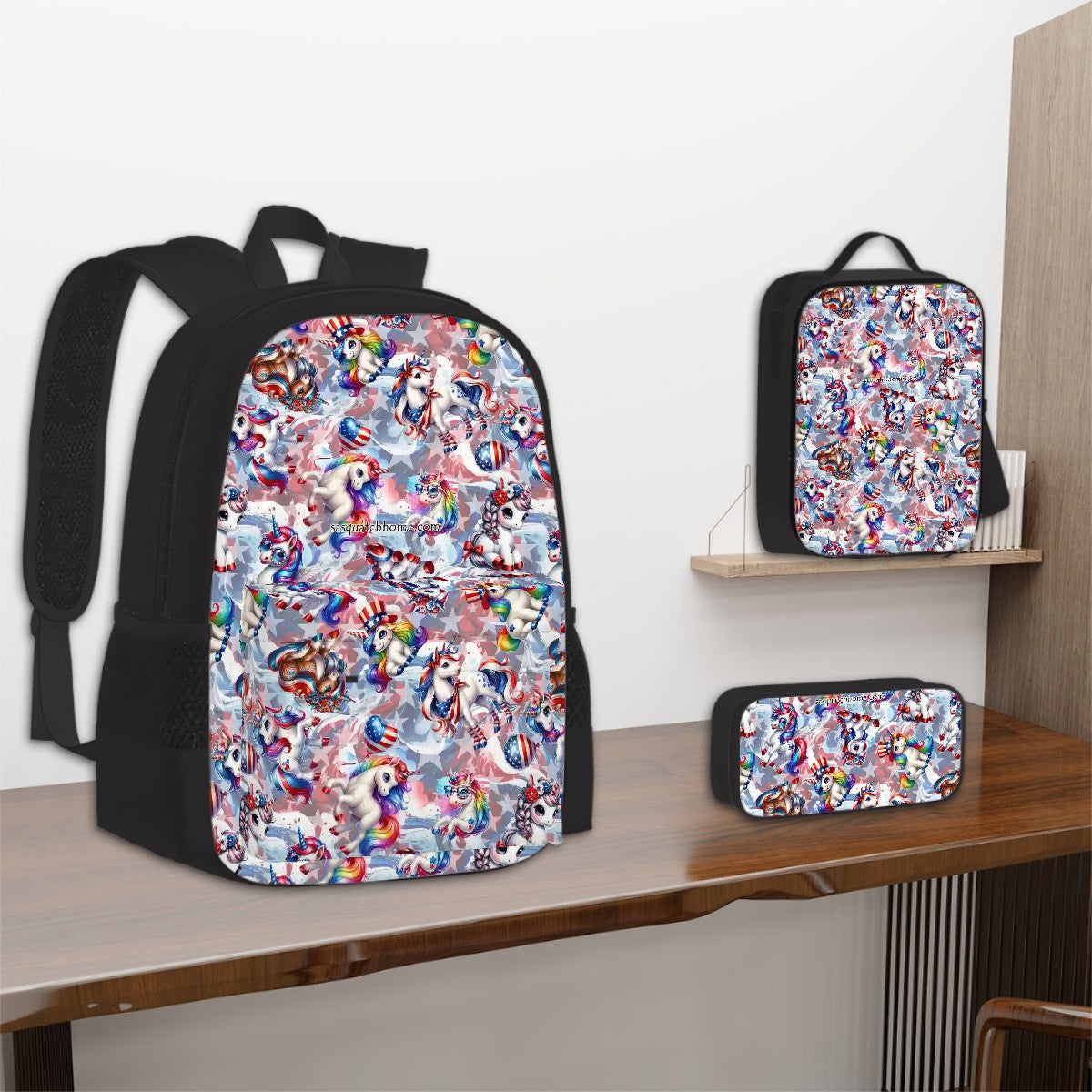 8 Patriot Designs, 3 Piece Bag Set – Oxford Backpack, Lunch Bag, Pencil Pouch
