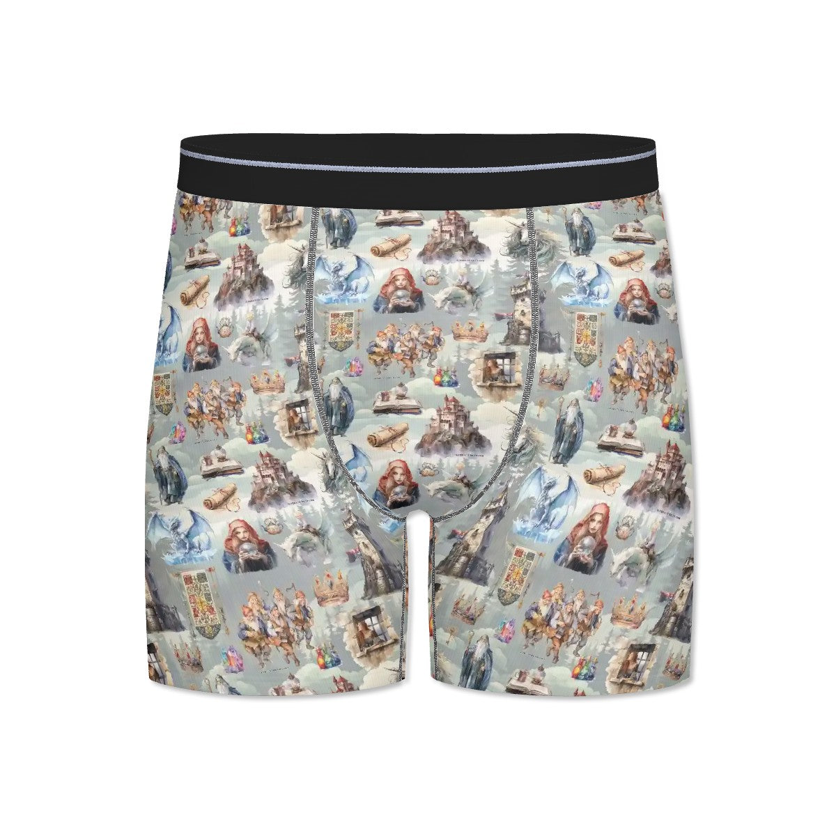 Awesome/Mythical Themed Men's Silky Polyester Extended Boxer Briefs Underwear