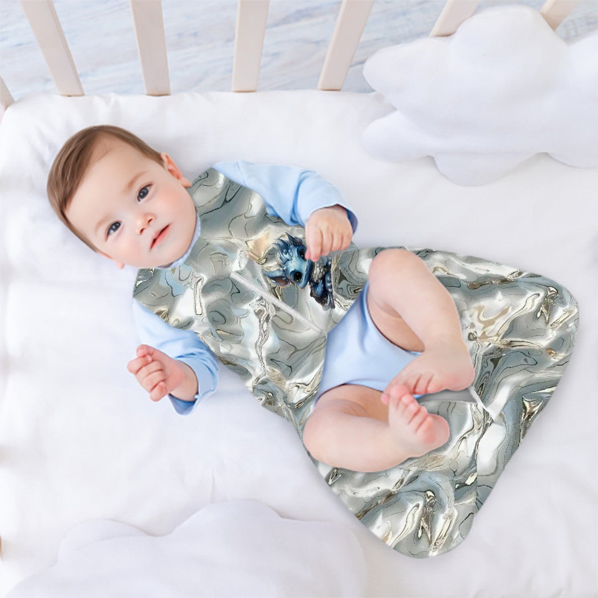 Baby Dragon on Silver Water, Sleeveless Baby Sleep Sack
