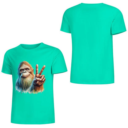 Bigfoot - Sasquatch Peace Sign Short Sleeve Cotton T-Shirt