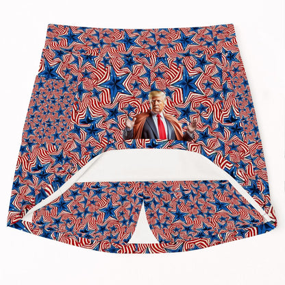 Donald Trump on Stars, Women’s Milk Silk Sports Skorts with Pockets