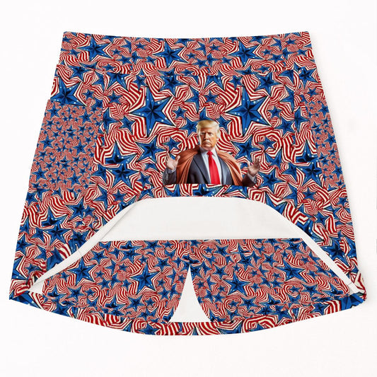 Donald Trump on Stars, Women’s Milk Silk Sports Skorts with Pockets