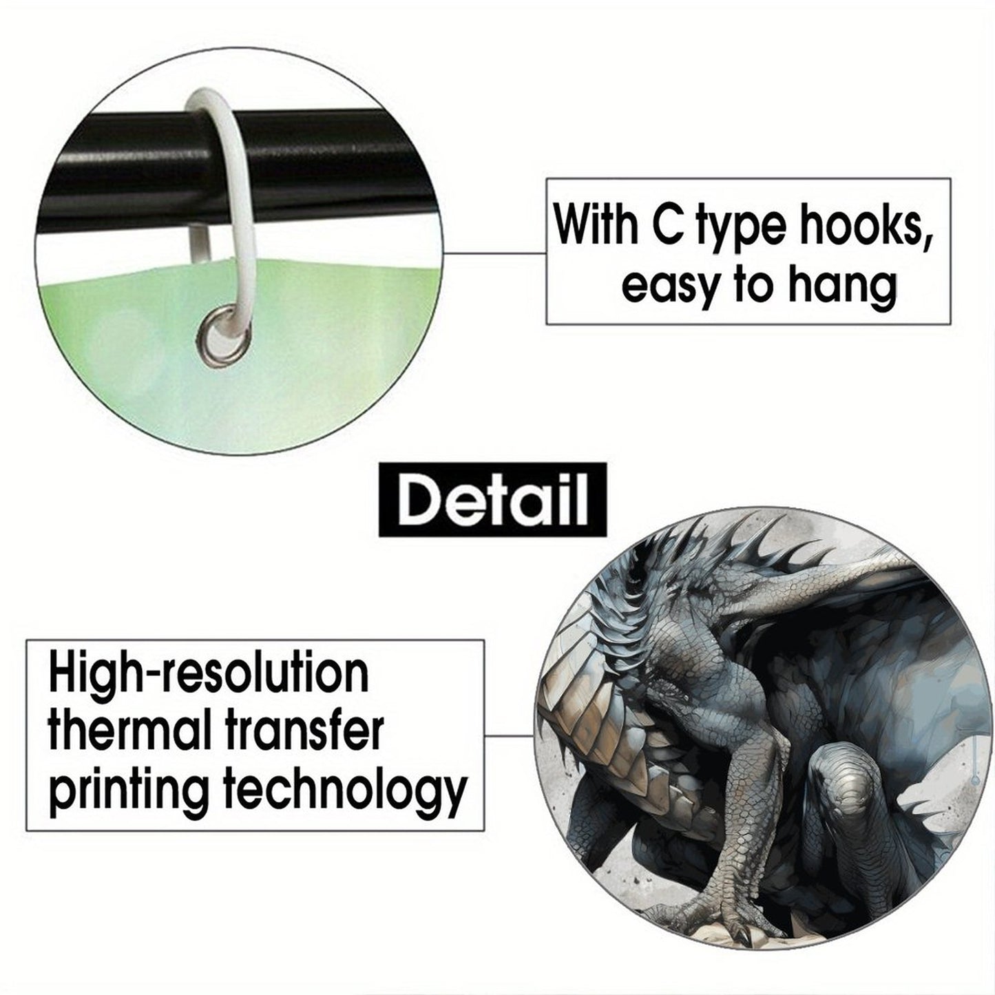 Earth Dragon, Waterproof Polyester Shower Curtain – Made in the USA – 70.8x70.8”