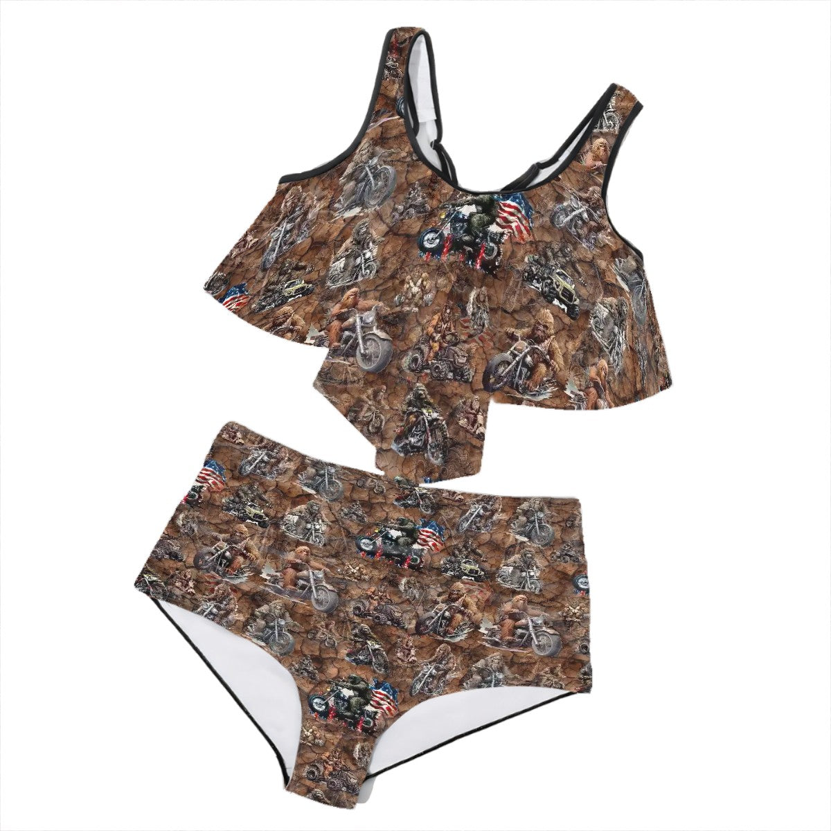 20 Bigfoot / Sasquatch Designs, Plus Size Women Bikini Flowy Ruffle Top Swimsuit