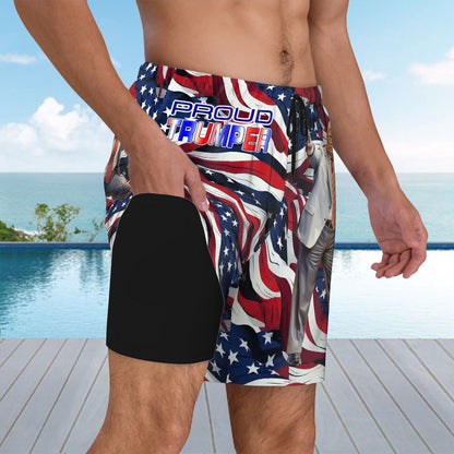 Don Trump "Proud MAGA" Men Beach Shorts / Swim trunks with 4 Pockets