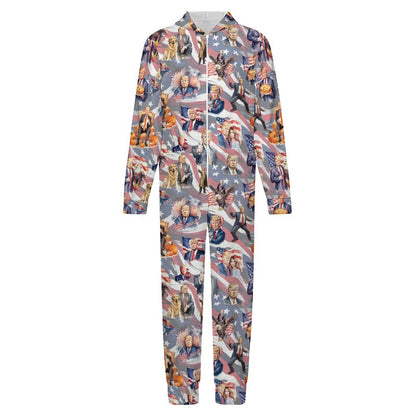 10 Donald Trump Design, Youth Flannel Footless Zip up Pajama Jumpsuit