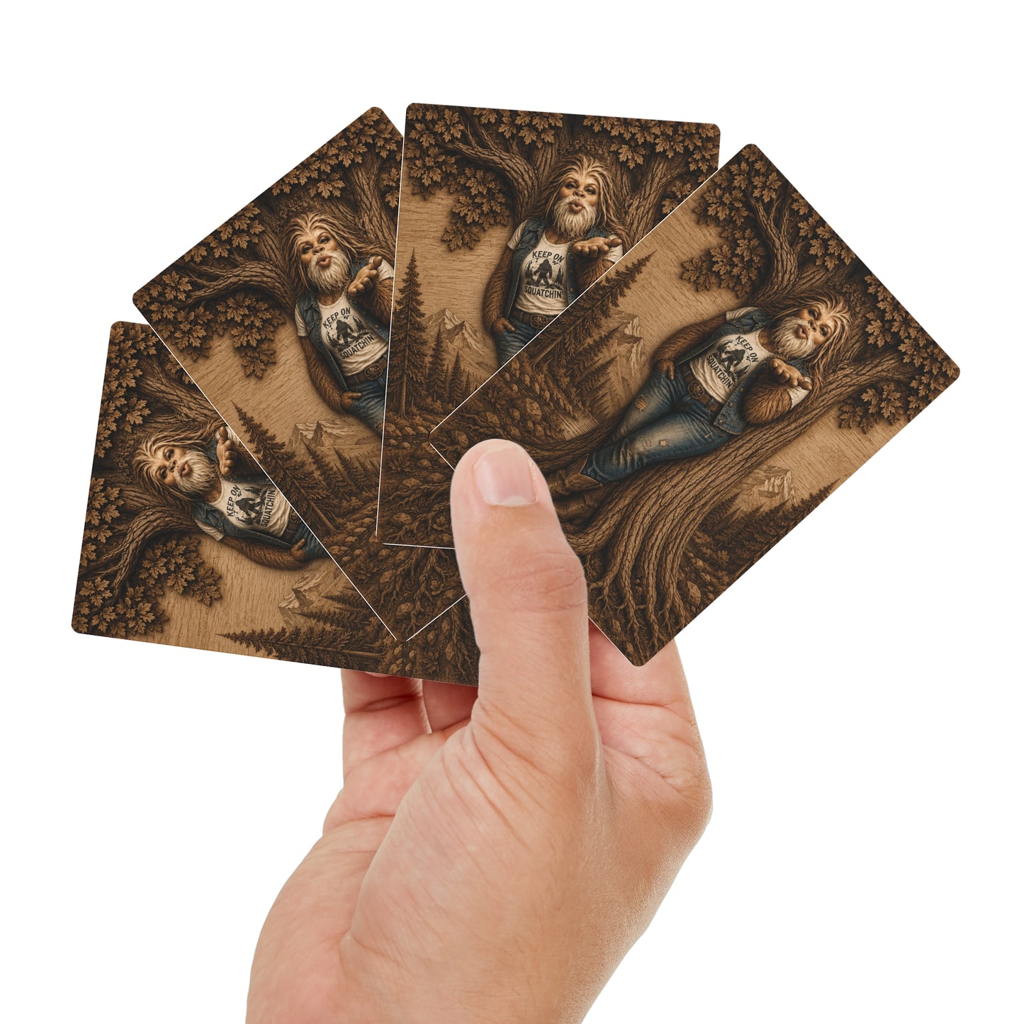 Bigfoot Sasquatch Kissy Face Playing Cards