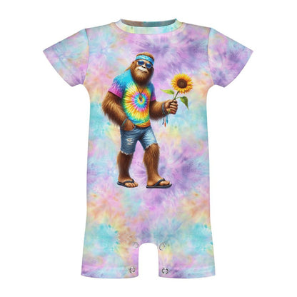 Hippie Bigfoot / Sasquatch, Faux Cotton Short Sleeve Baby Bodysuit Romper