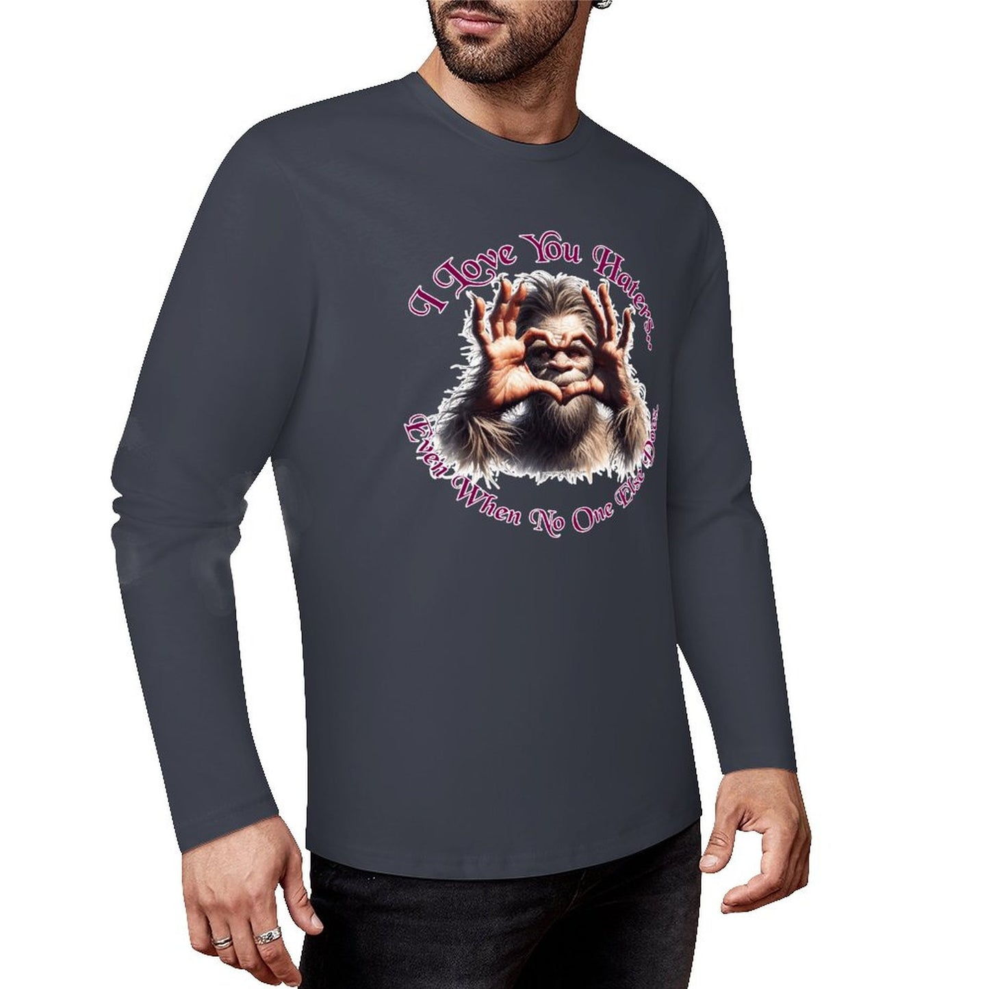 Bigfoot - Sasquatch "I love you.", Cotton Unisex Long Sleeve T-shirt