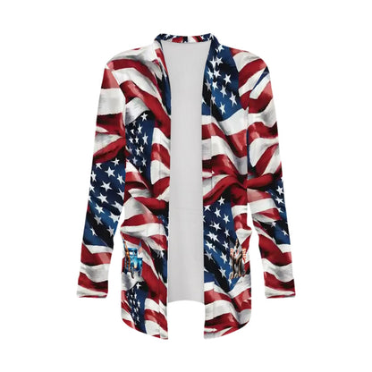 US Flag, Women's Long-Sleeved Cardigan