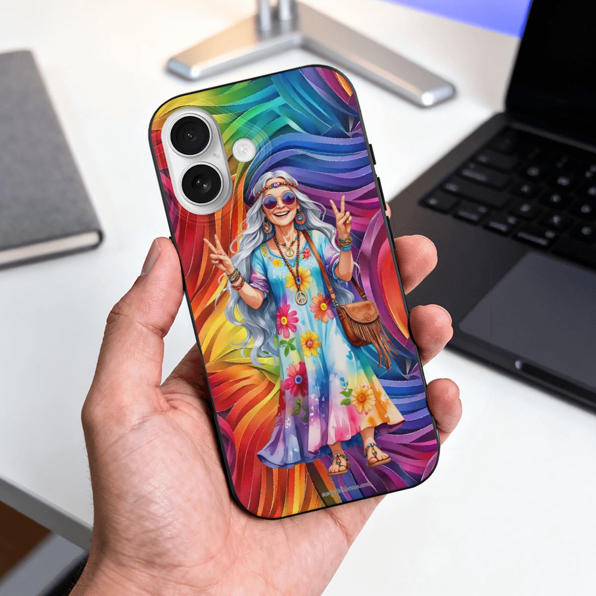 Hippie Lady, iPhone 17 TPU Black Phone Case