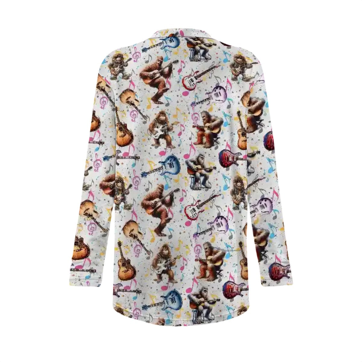 Bigfoot Sasquatch Playing Guitars, Women's Long-Sleeved Cardigan