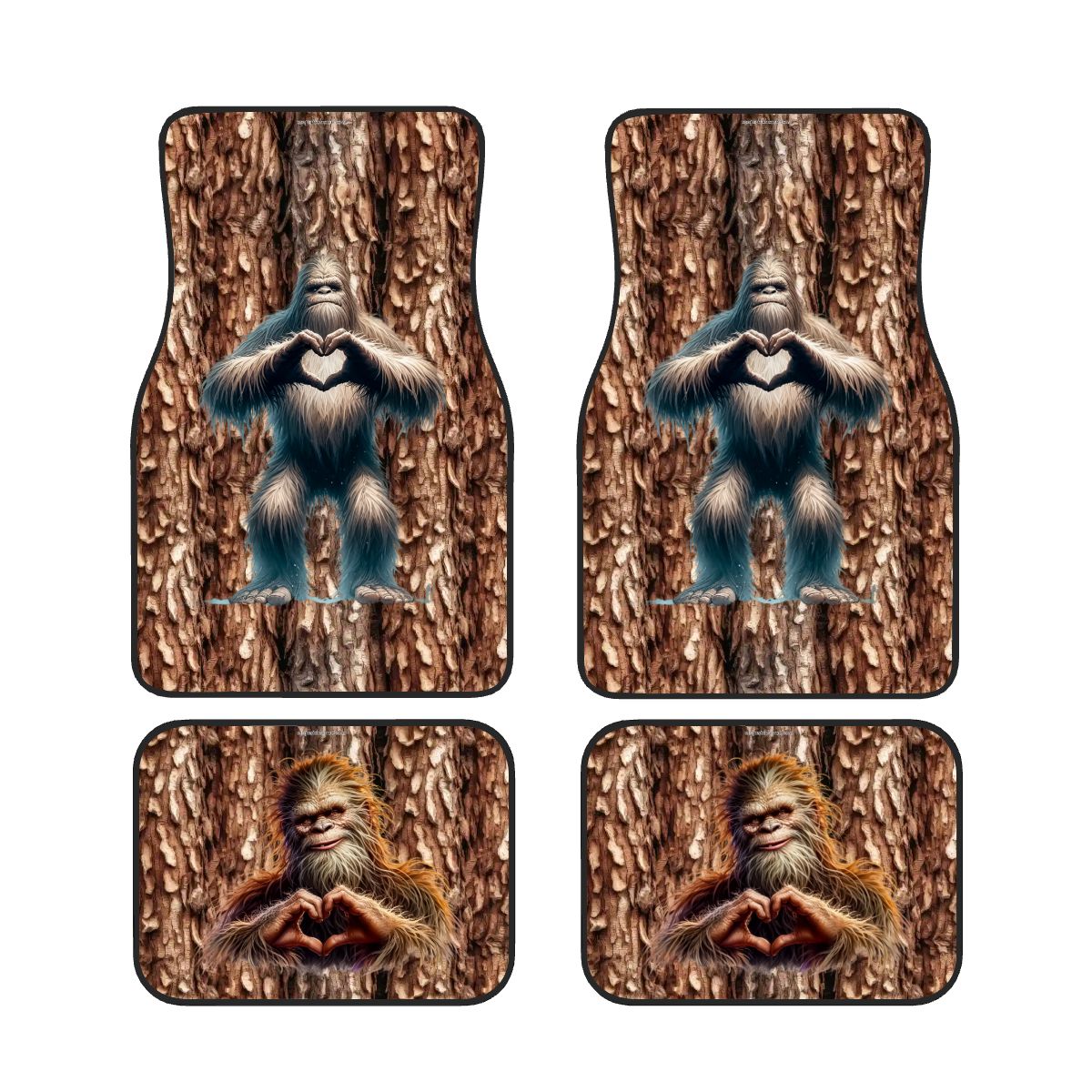 Bigfoot / Sasquatch Love, 4 Piece Auto Floor Mats