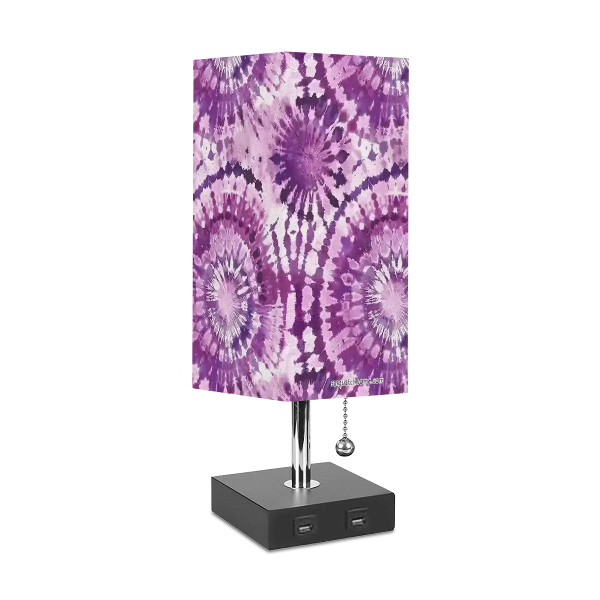 19 Tie Dye Designs, Square Table Lamp with USB Ports, Charger