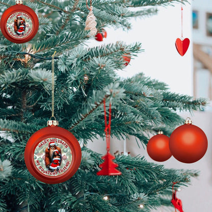 Sasquatch Santa & Sexy Gal Christmas Ball Ornaments