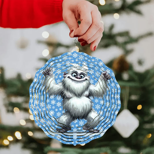 Dancing Yeti, US Made Hanging Metal 3D Wind Spinner, Ornament