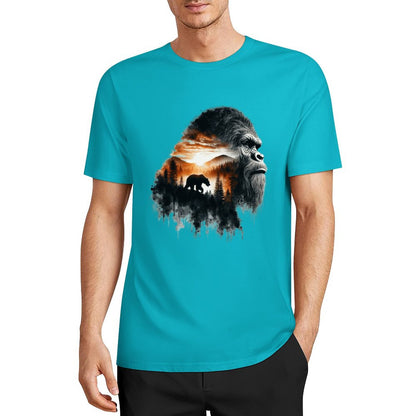 Bigfoot - Sasquatch Scenery Short Sleeve Cotton T-Shirt
