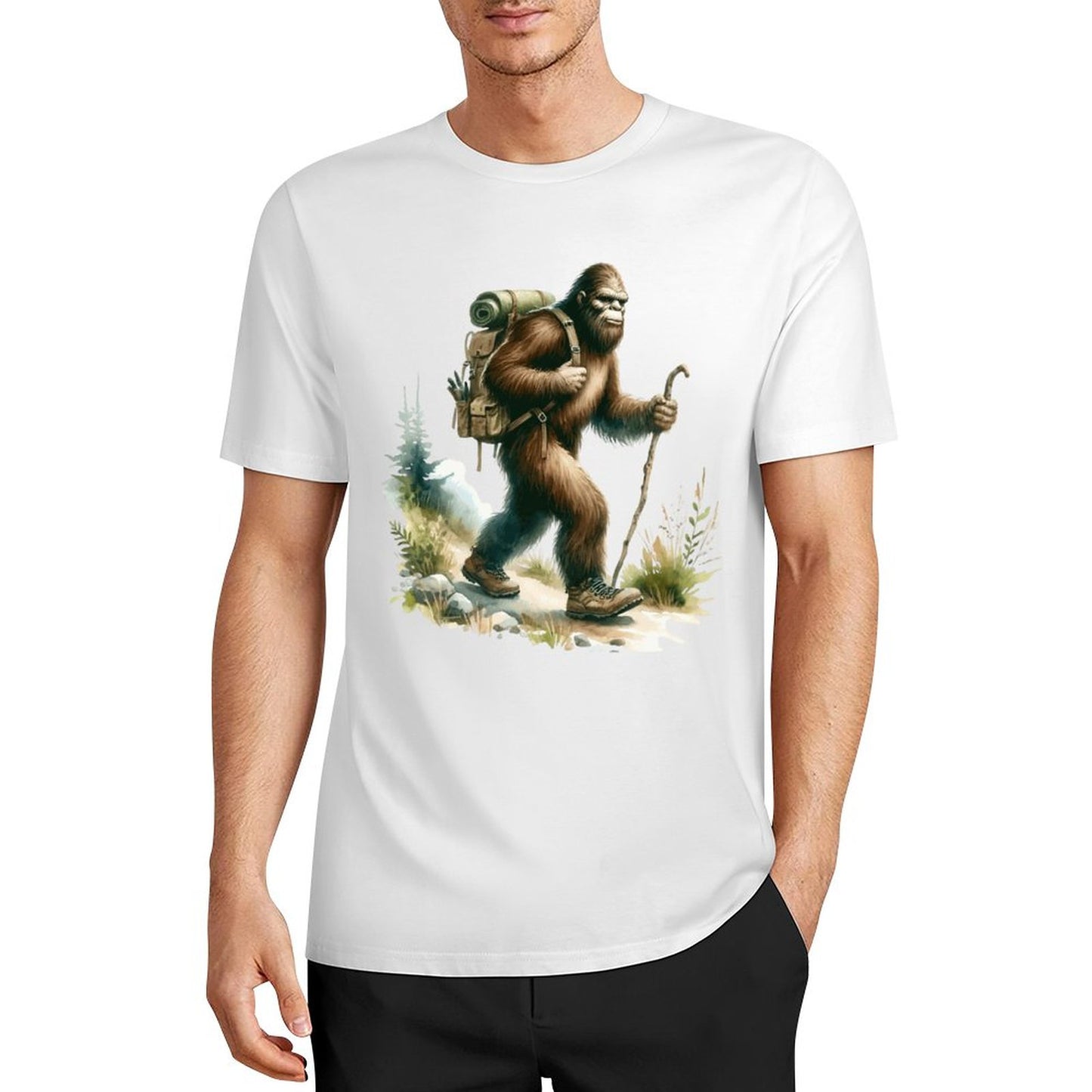 Bigfoot - Sasquatch Hiking Short Sleeve Cotton T-Shirt