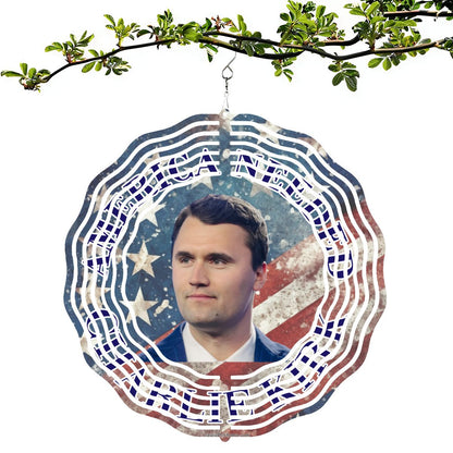 Charlie Kirk, US Made Hanging Metal 3D Wind Spinner, Ornament