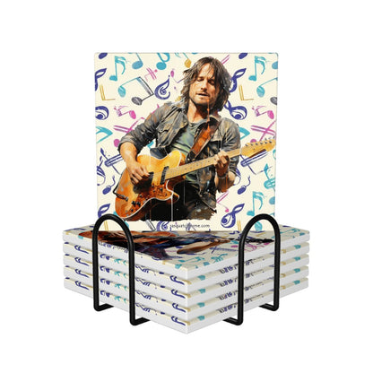 Country Music Stars, Square Ceramic Coasters 6 pcs