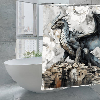 Earth Dragon, Waterproof Polyester Shower Curtain – Made in the USA – 70.8x70.8”