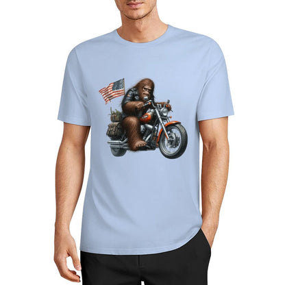 Bigfoot - Sasquatch on Motorcycle Short Sleeve Cotton T-Shirt