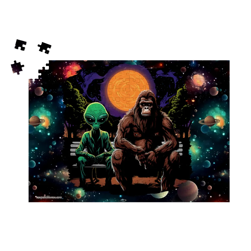 Bigfoot / Sasquatch & Alien, Jigsaw Puzzles, 4 Sizes