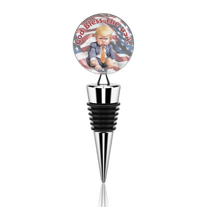 Baby Donald Trump "God bless the USA", Wine Bottle Stopper