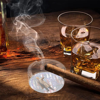 3 .3" Round, Lead Free Glass Ashtray - Donald Trump "It's time to let the world know.."