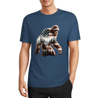 Bigfoot - Sasquatch Flag Scenery Cotton Unisex Long Sleeve T-shirt