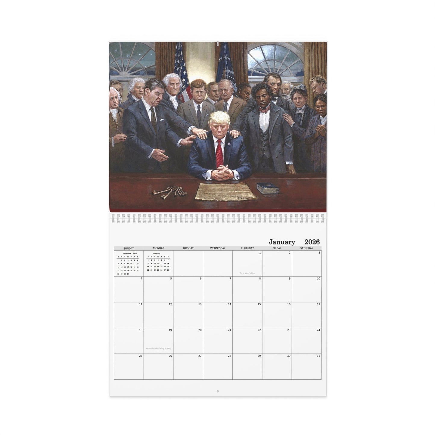 11" x 14" Donald Trump Wall Calendar, Motivational Desk Planner, Unique Gift for Office, Political Artwork, 2026 Calendar