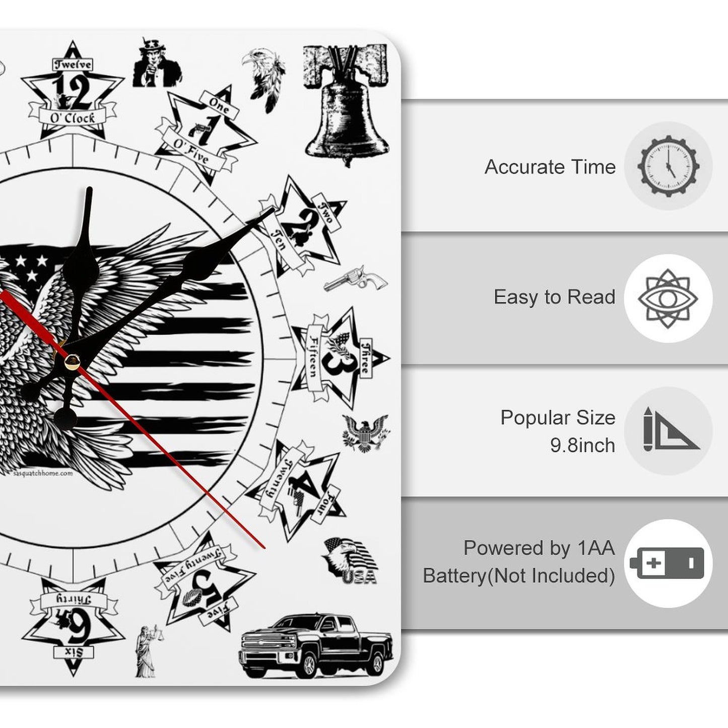 Patriotic Square Wall Clock