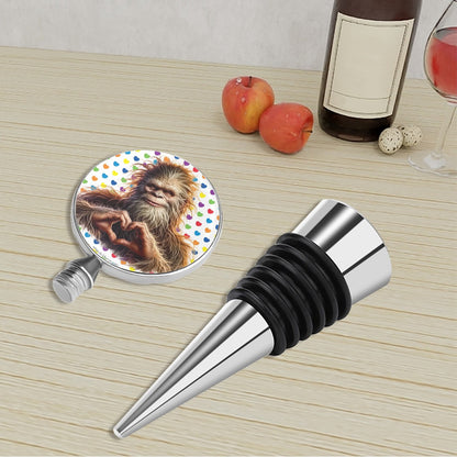 Bigfoot Sasquatch Heart Hands, Wine Bottle Stopper