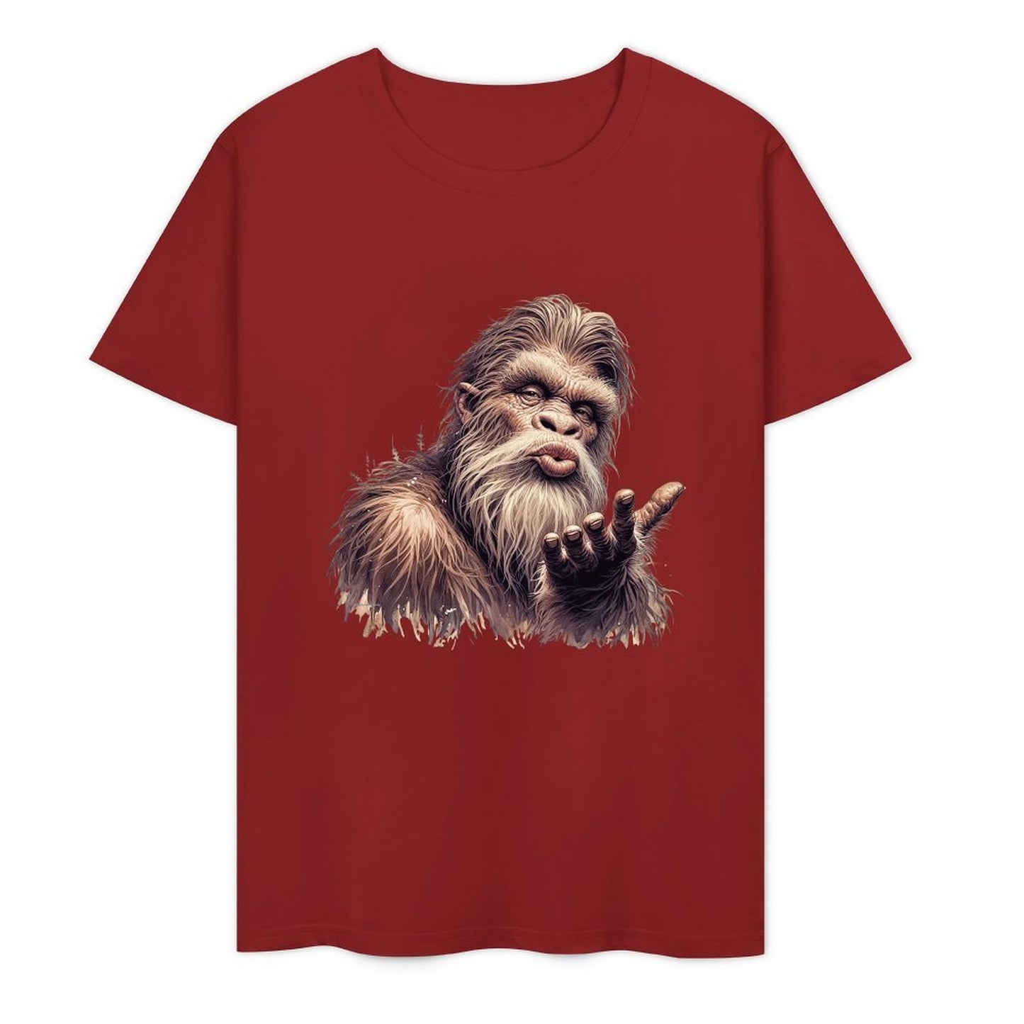 Bigfoot - Sasquatch Blowing Kiss Short Sleeve Cotton T-Shirt