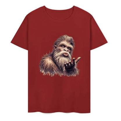 Bigfoot - Sasquatch Blowing Kiss Short Sleeve Cotton T-Shirt