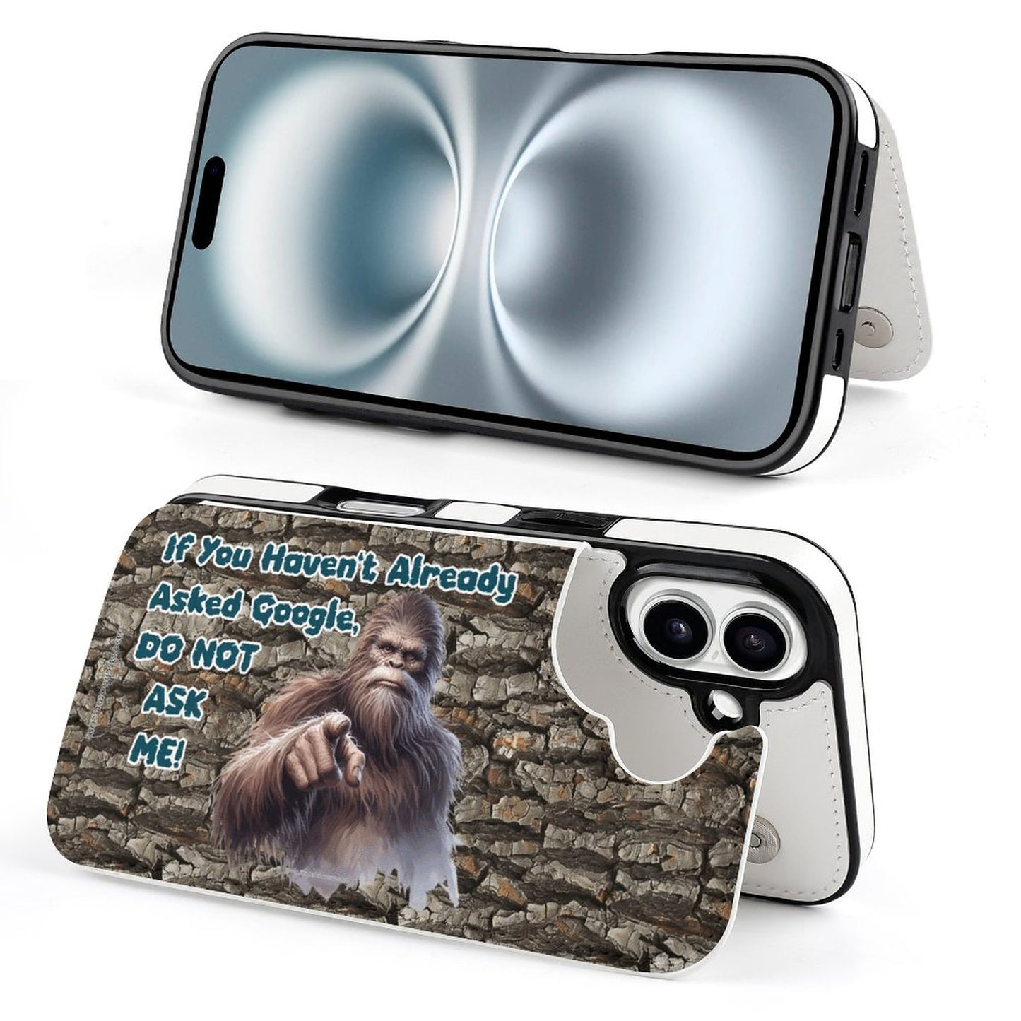 Sasquatch / Bigfoot "If you haven't already..", iPhone 16 Faux Leather Wallet Case