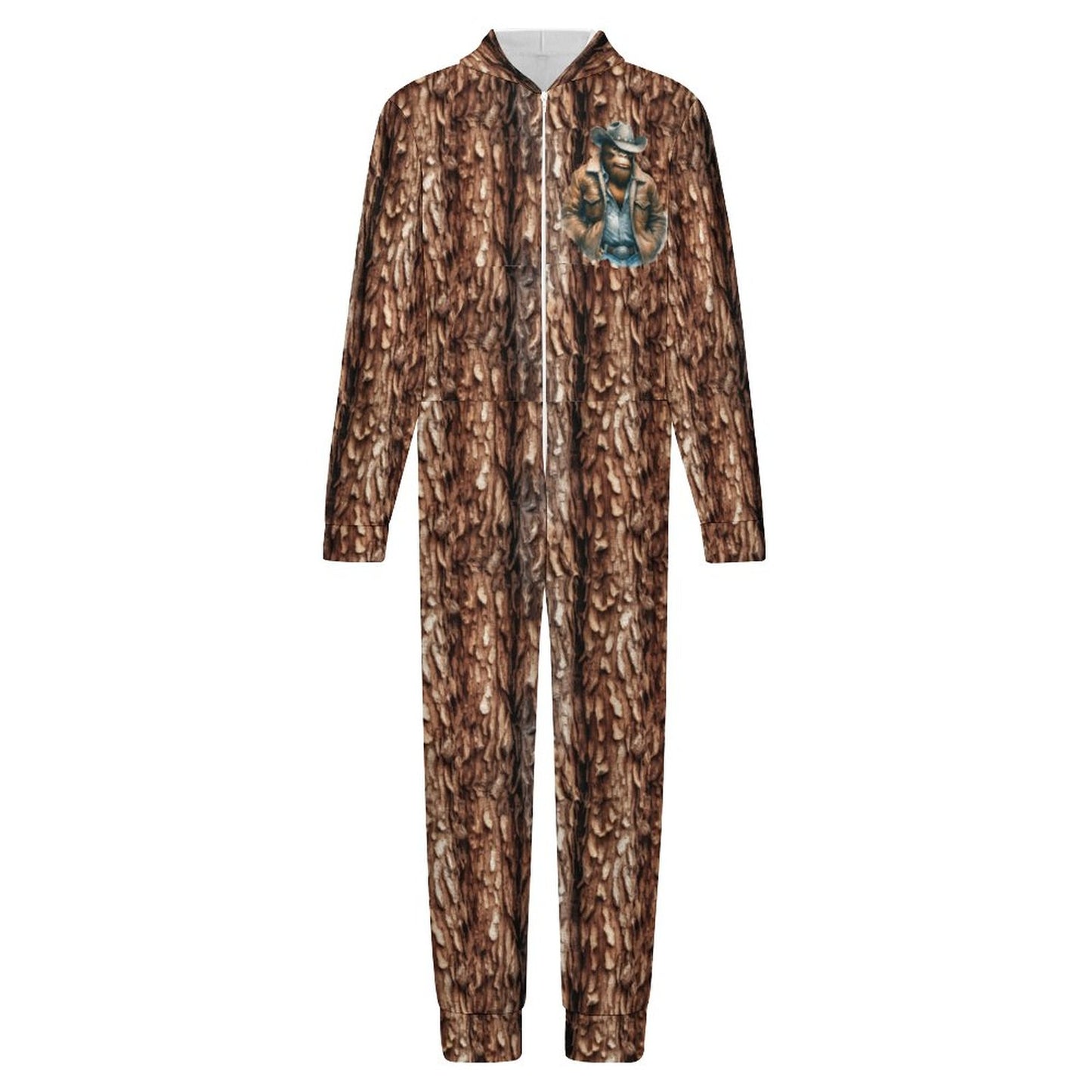 Cowboy Sasquatch, Youth Flannel Footless Zip up Pajama Jumpsuit
