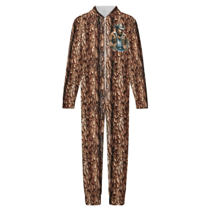 Cowboy Sasquatch, Youth Flannel Footless Zip up Pajama Jumpsuit