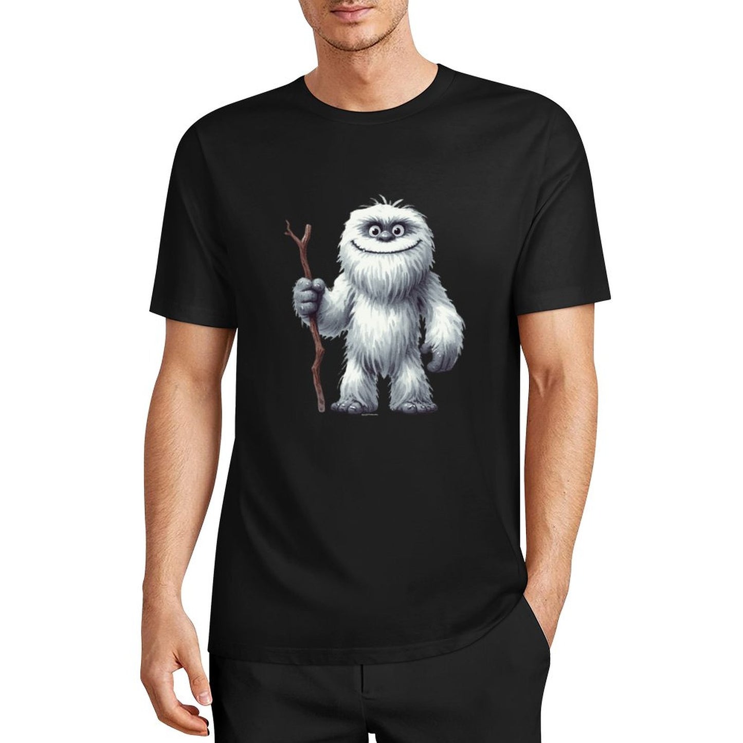 Bigfoot - Sasquatch Yeti Stick Short Sleeve Cotton T-Shirt