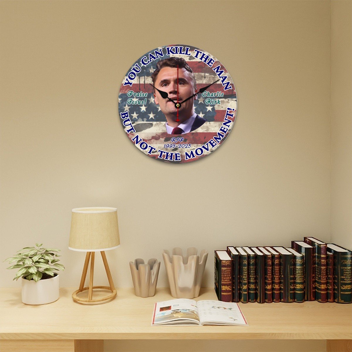 Charlie Kirk Memorial, Wooden Wall Clock